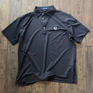 Peter Millar Polo Shirt Men’s XL Black Performance Golf Tailored Fit Solid
